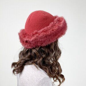 Vintage Wool Faux Fur Canadian Linda Lundstrom Winter Hat Toque Luxury Canada